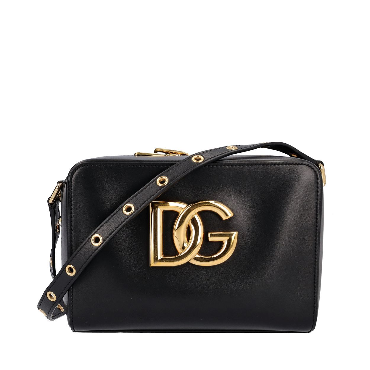 DOLCE GABBANA Leather DG Logo 3 5 Crossbody Bag Black Luxity