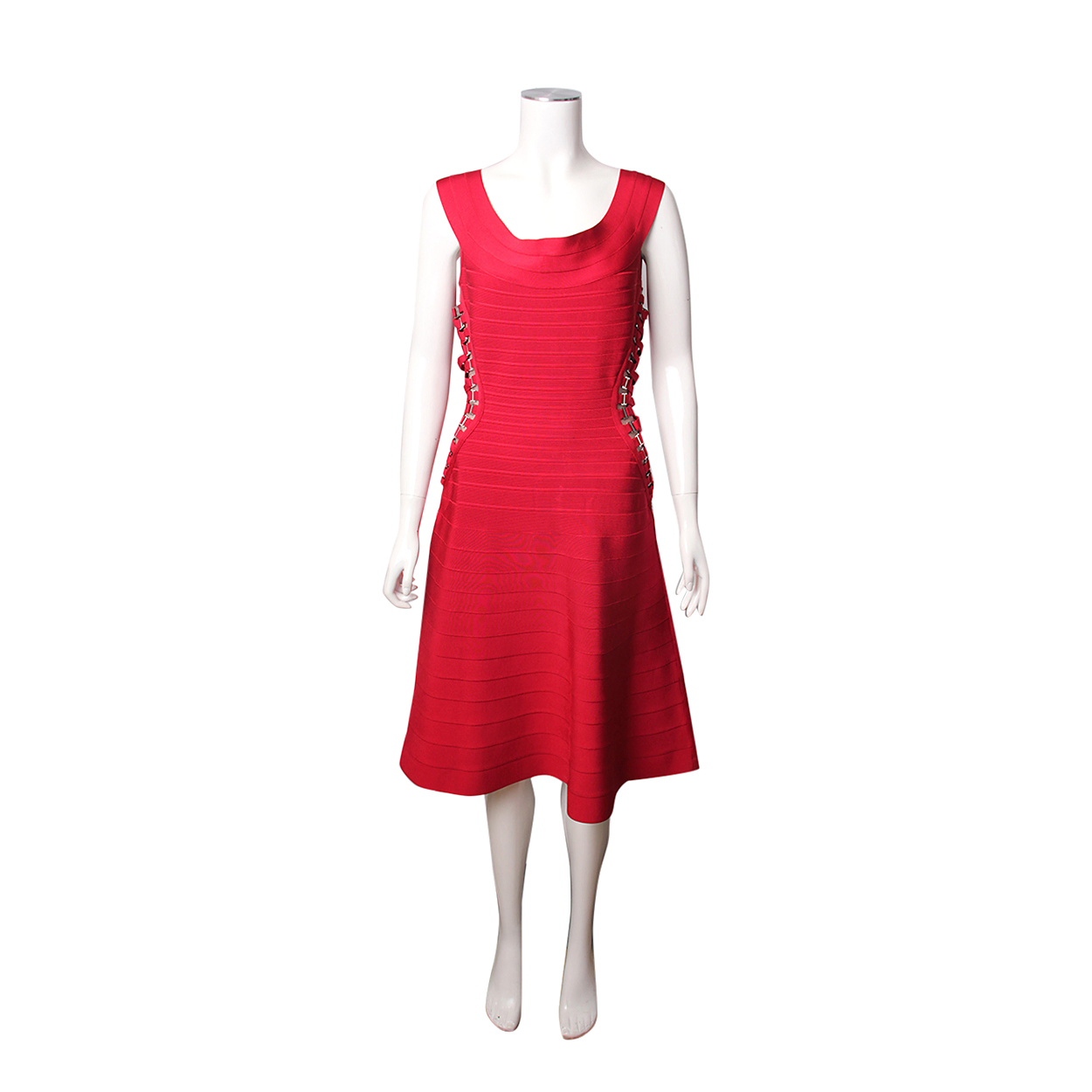 HERVE LEGER Rayon Nylon Alyse Dress Red Luxity