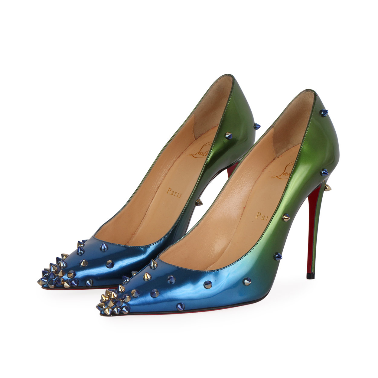 Christian Louboutin Patent Degraspike Pumps Ombre Blue Luxity