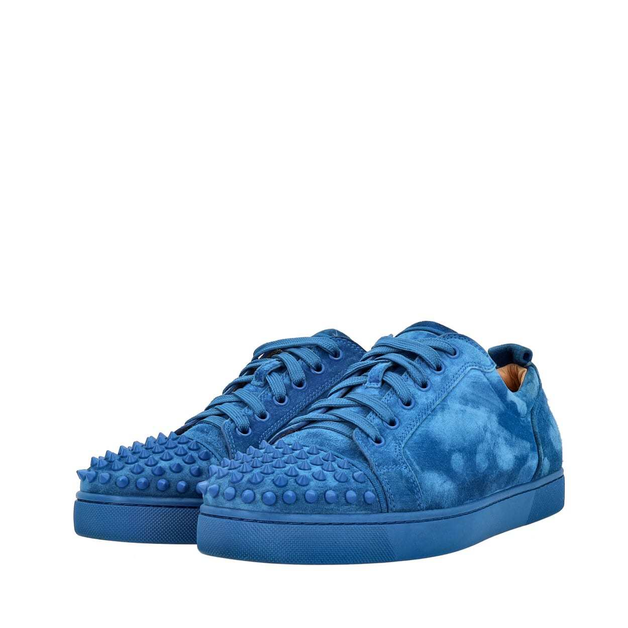 CHRISTIAN LOUBOUTIN Suede Louis Junior Spikes Sneakers Blue Luxity