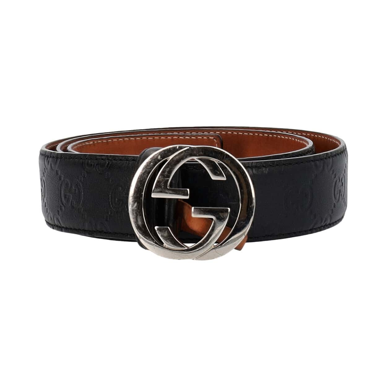 GUCCI Signature Leather Belt Black S 90 36 Luxity