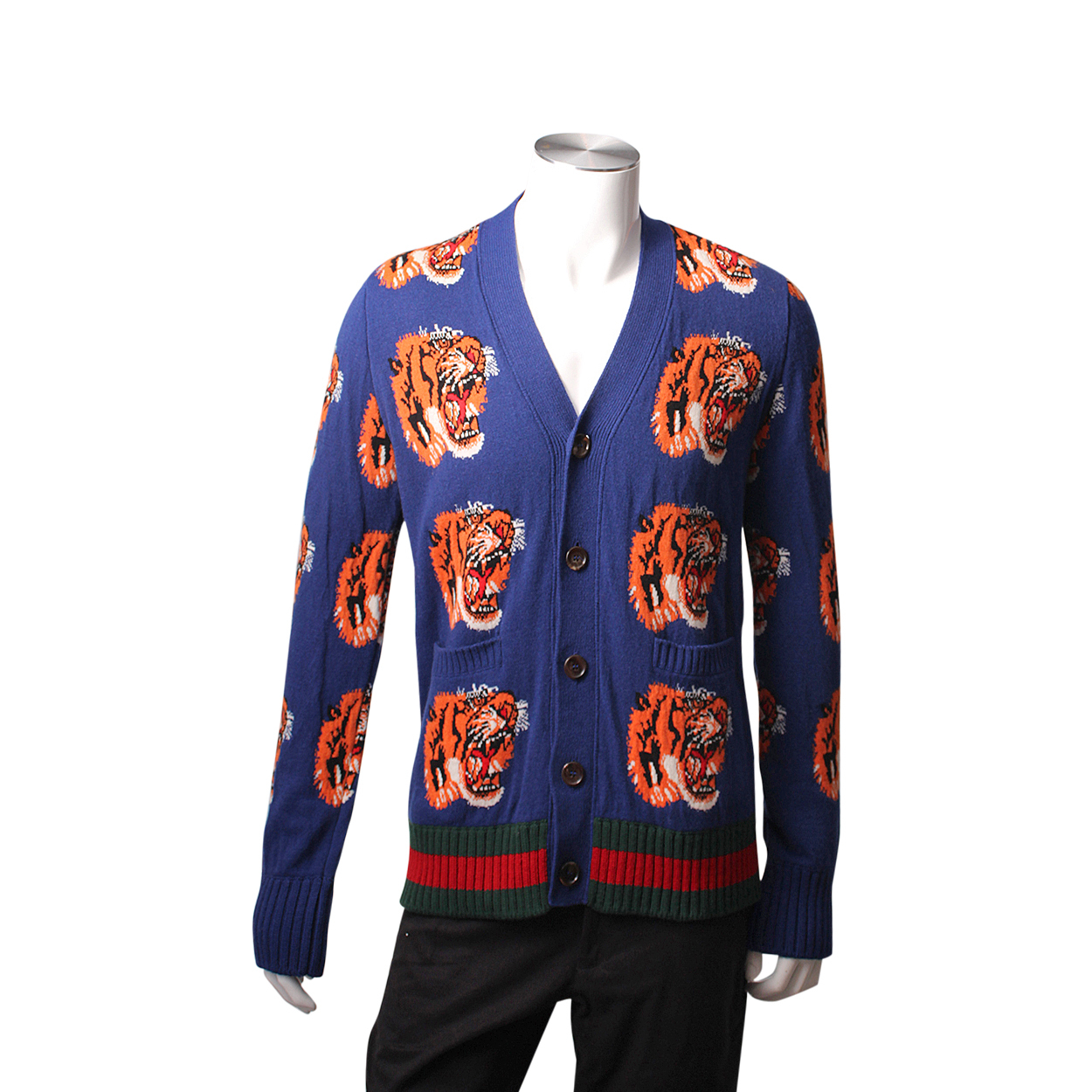 Gucci tiger jacquard wool cardigan hotsell