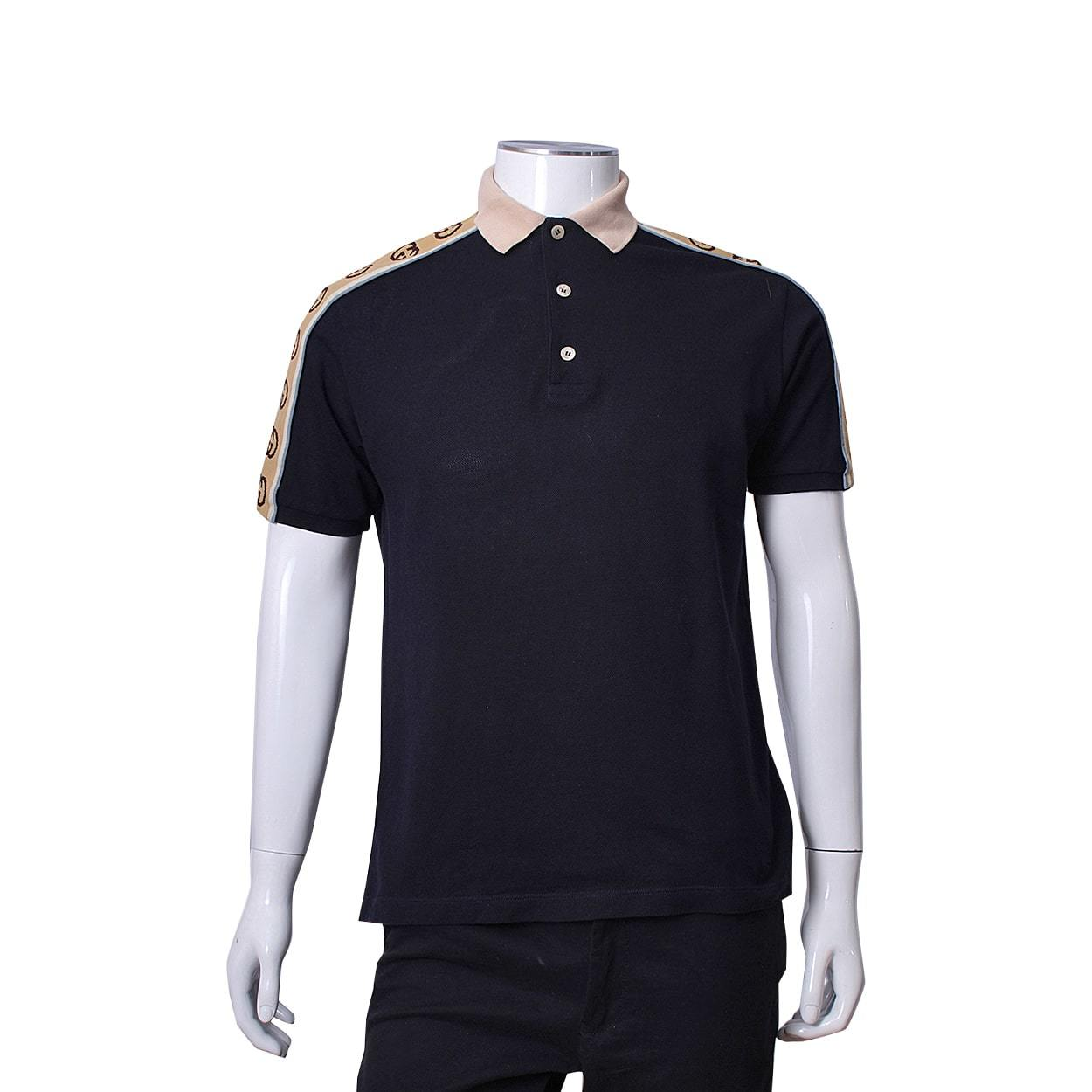 Black gucci stripe polo shirt online