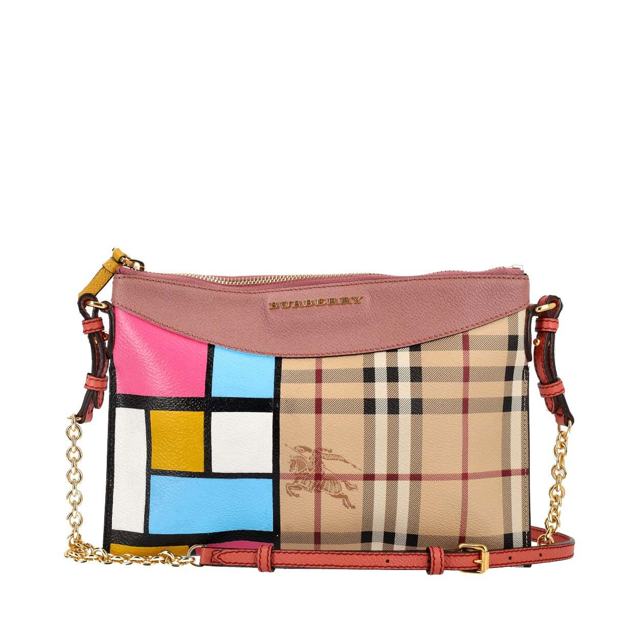 BURBERRY Haymarket Check Peyton Crossbody Bag Multicolour Luxity