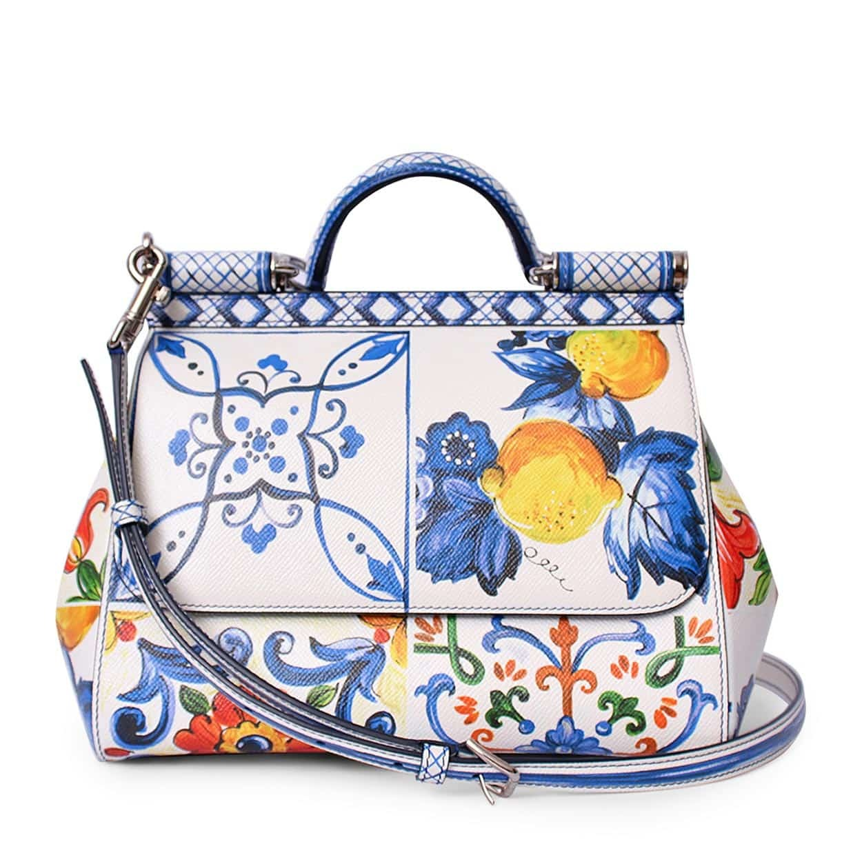 DOLCE GABBANA Leather Sicily Lemons Bag Multicolour Luxity