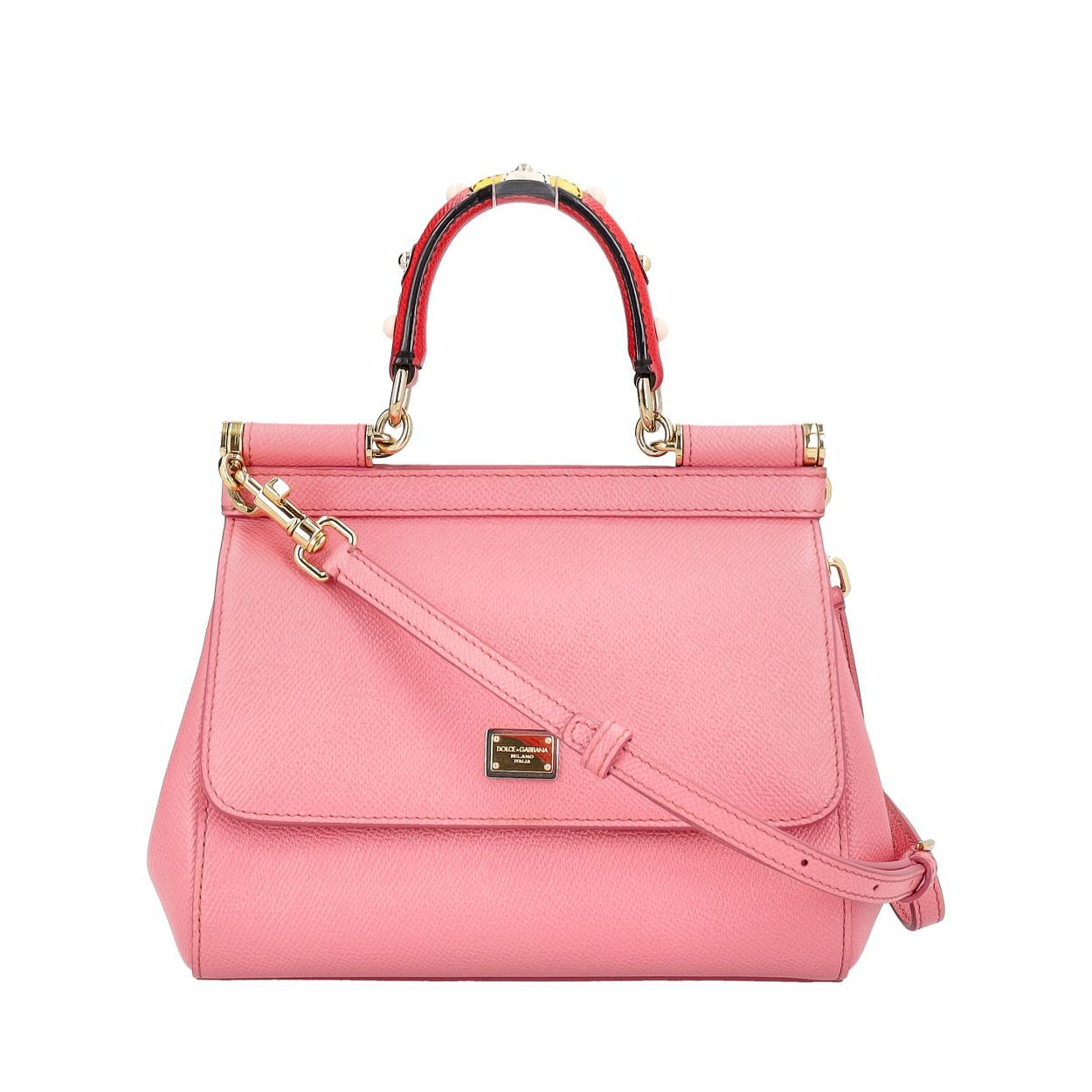 DOLCE GABBANA Leather Medium Sicily Bag Pink Luxity