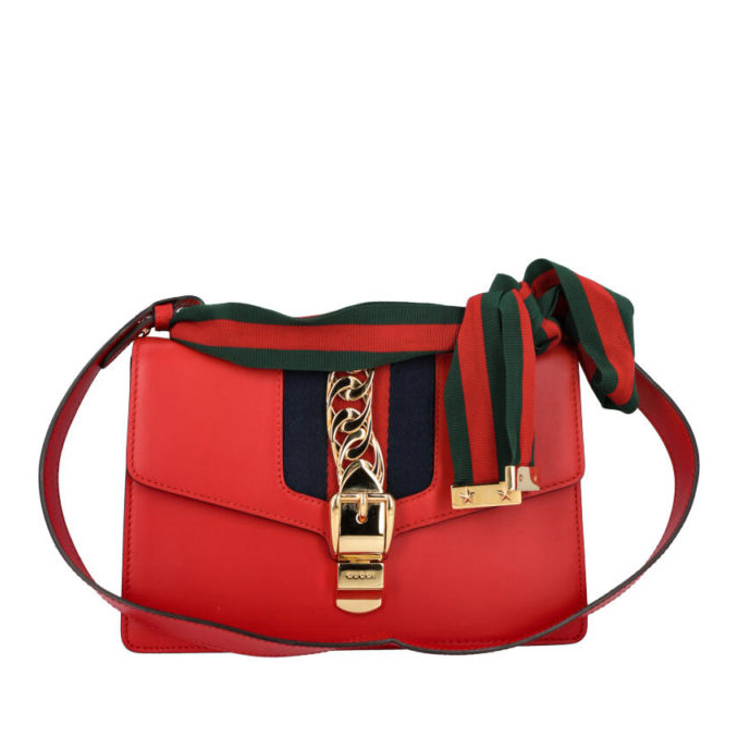 GUCCI Leather Sylvie Small Shoulder Bag Red | Luxity