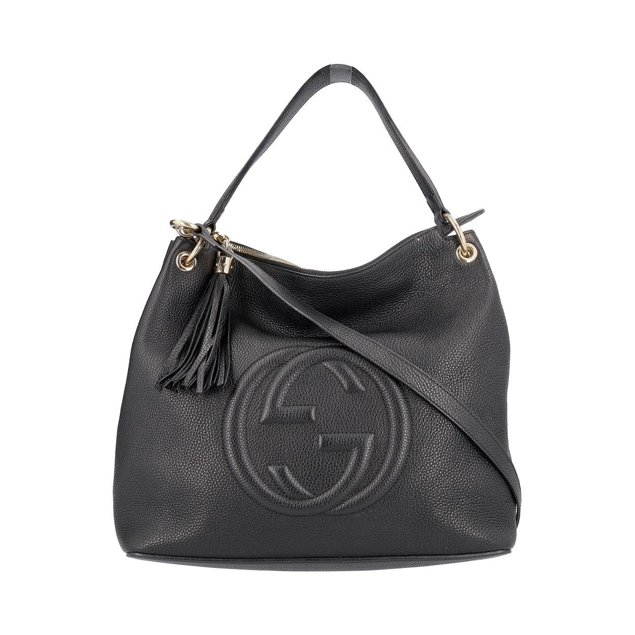 GUCCI Leather Soho Hobo Bag Black Luxity