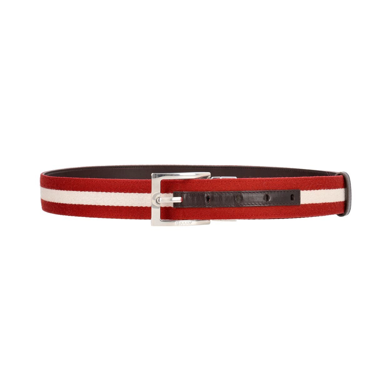 BALLY Fabric Leather Reversible Belt Red Brown S 105 42 Luxity