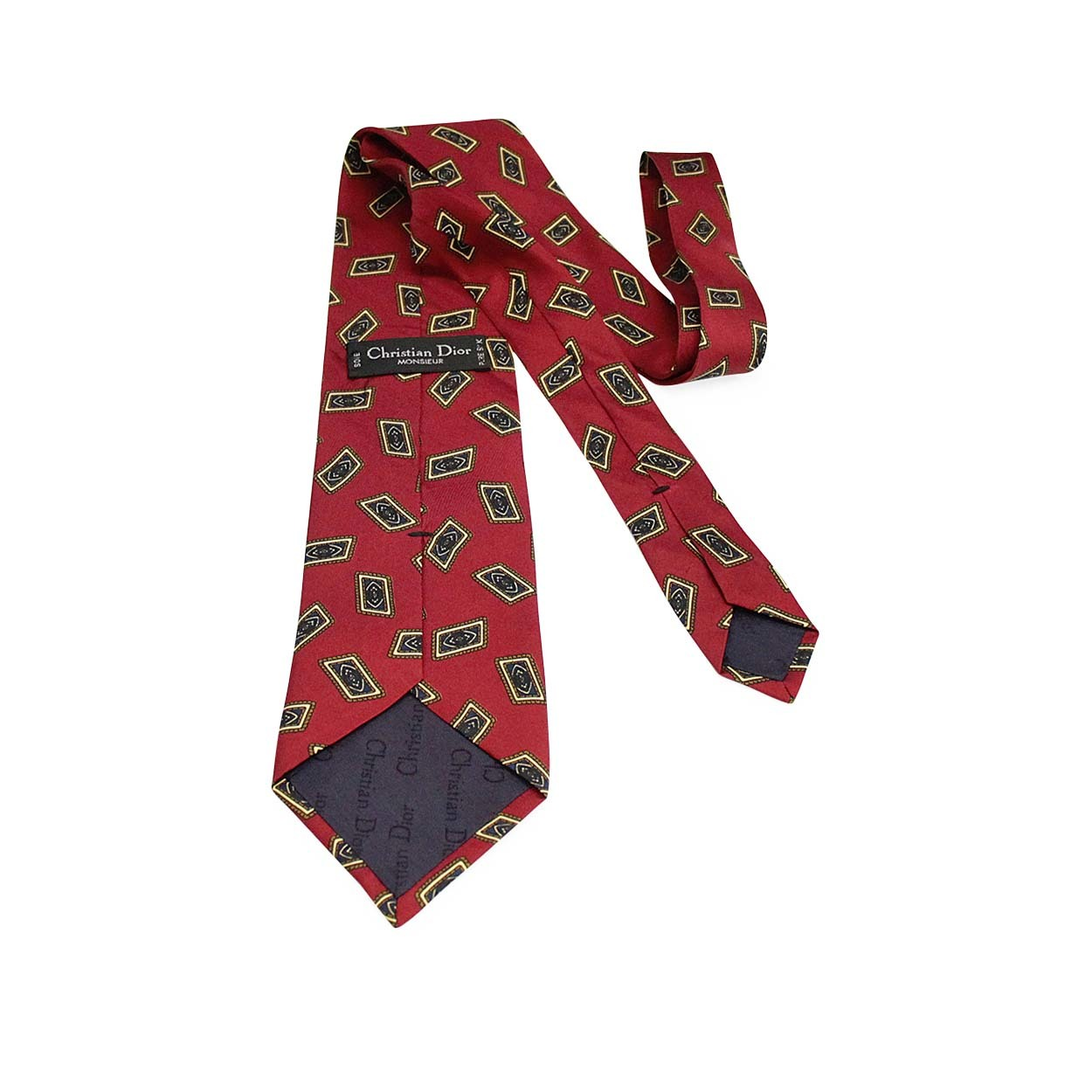 Dior maroon scroll print silk sale tie