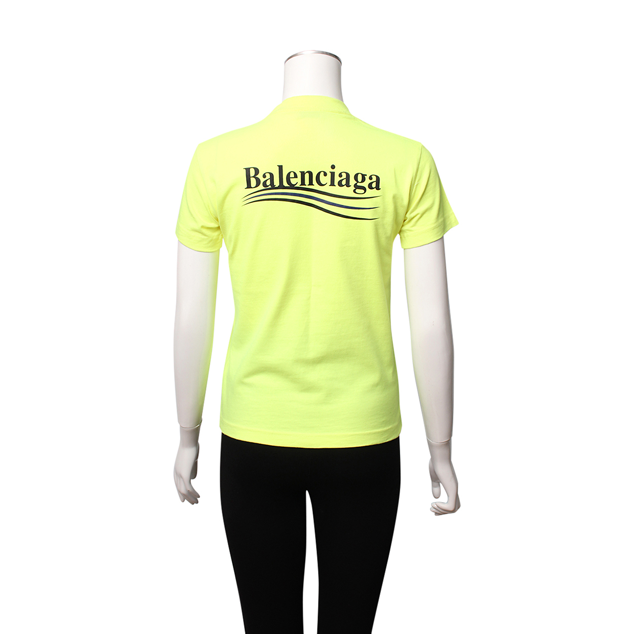 BALENCIAGA Cotton Political Campaign T Shirt Neon Yellow Luxity