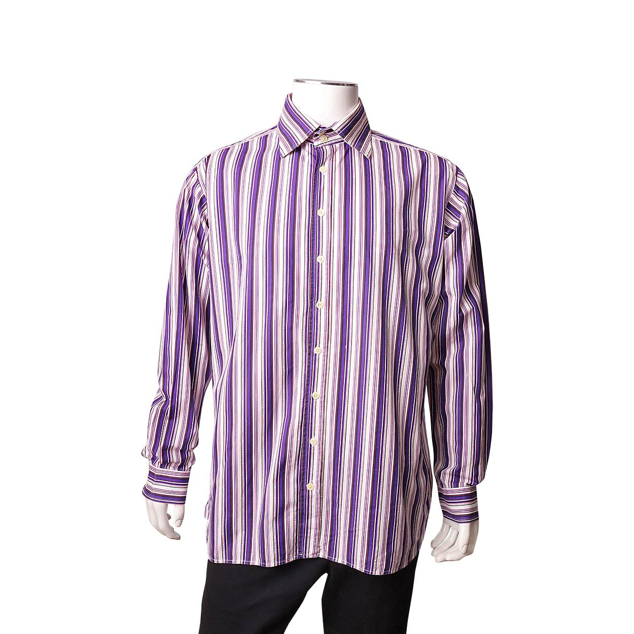 BURBERRY Vintage Cotton Striped Shirt Purple White Luxity