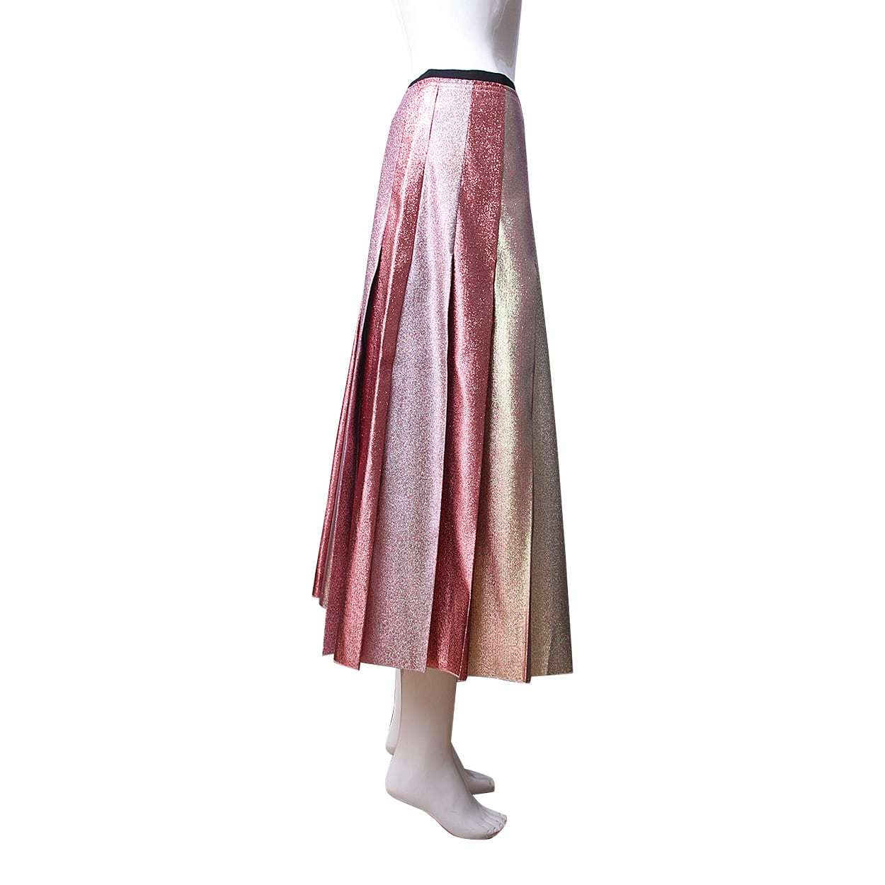 GUCCI Metallic Polyester Pleated Skirt Multicolour Luxity