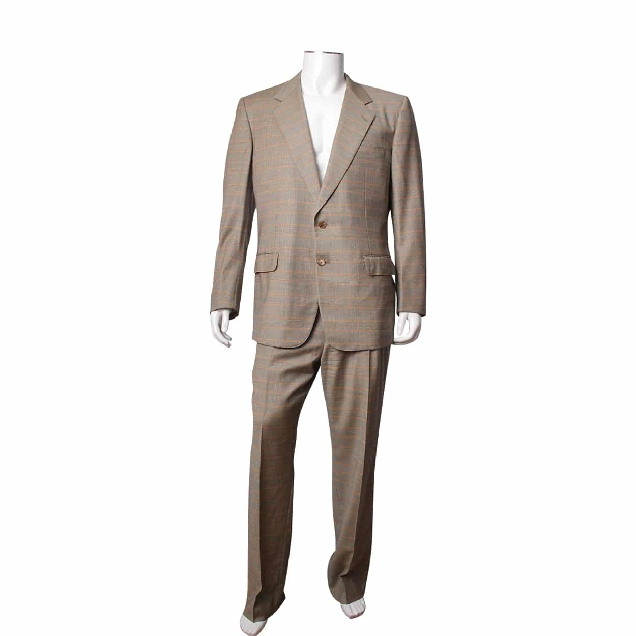 LANVIN Wool Checked Suit Grey Beige Luxity