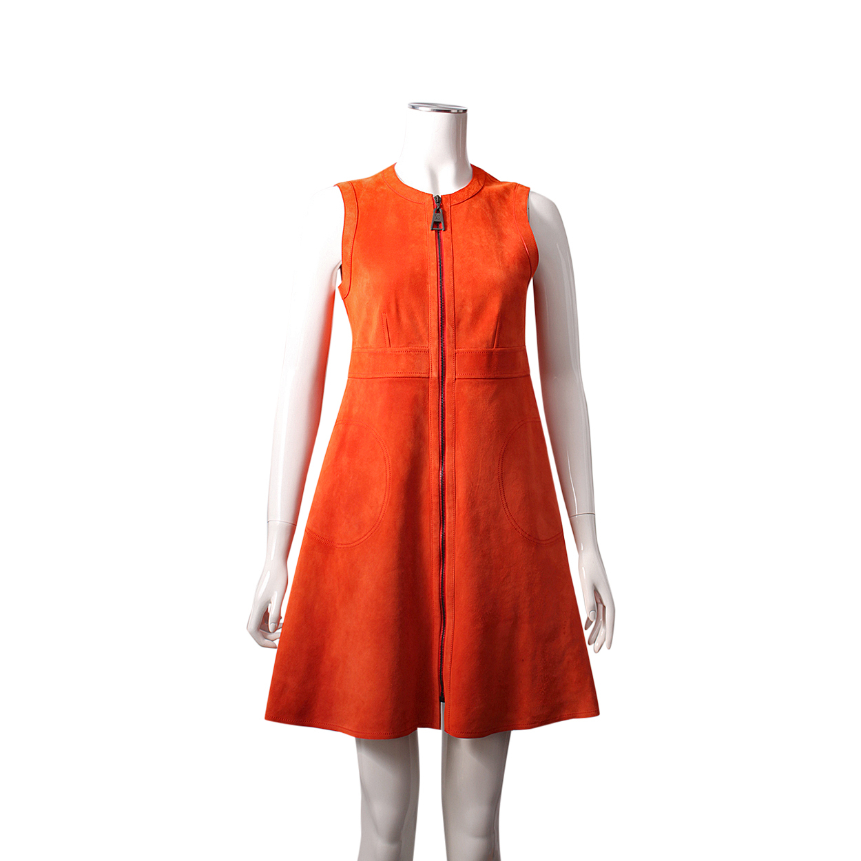 LOUIS VUITTON Suede Leather Dress Orange Luxity