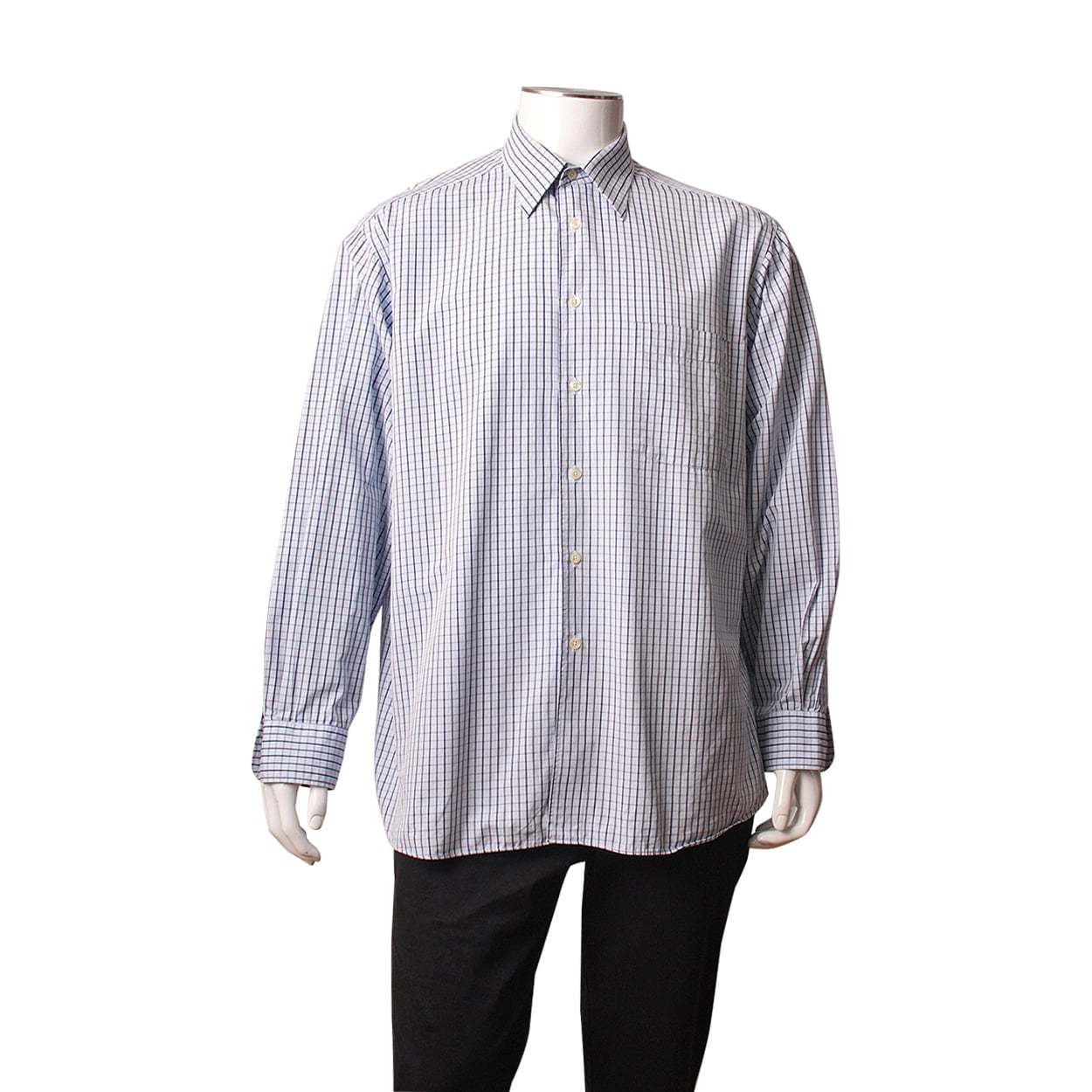 YVES SAINT LAURENT Vintage Cotton Checked Shirt Light Blue | Luxity