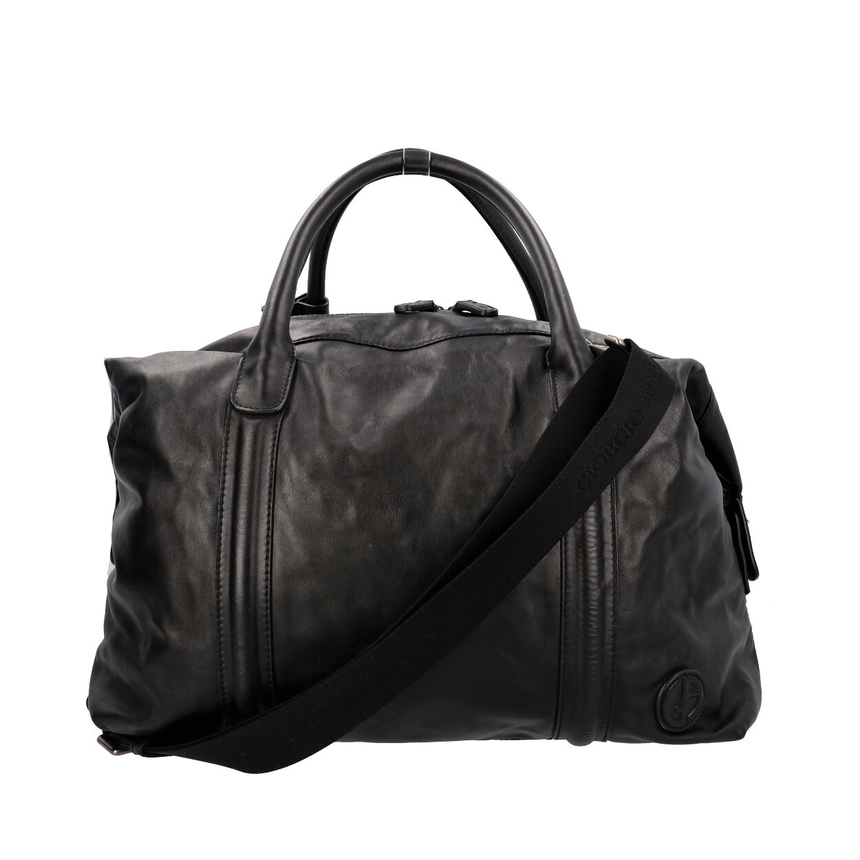 GIORGIO ARMANI Leather Duffle Bag Black | Luxity