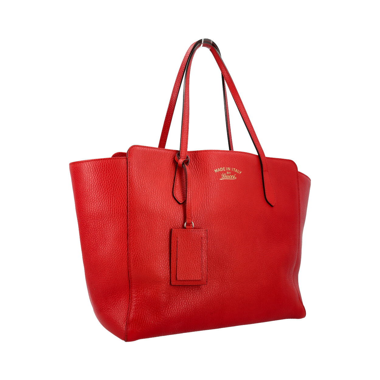 GUCCI Pebbled Leather Large Swing Tote Red Luxity