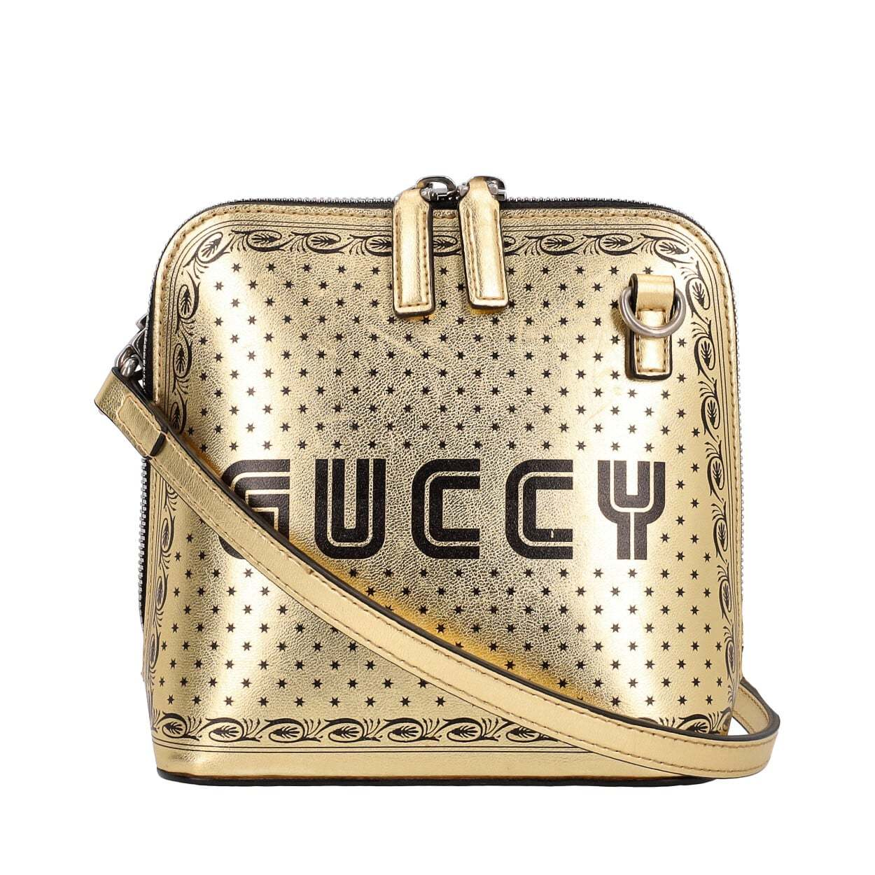 GUCCI Metallic Guccy Mini Crossbody Gold Black Luxity