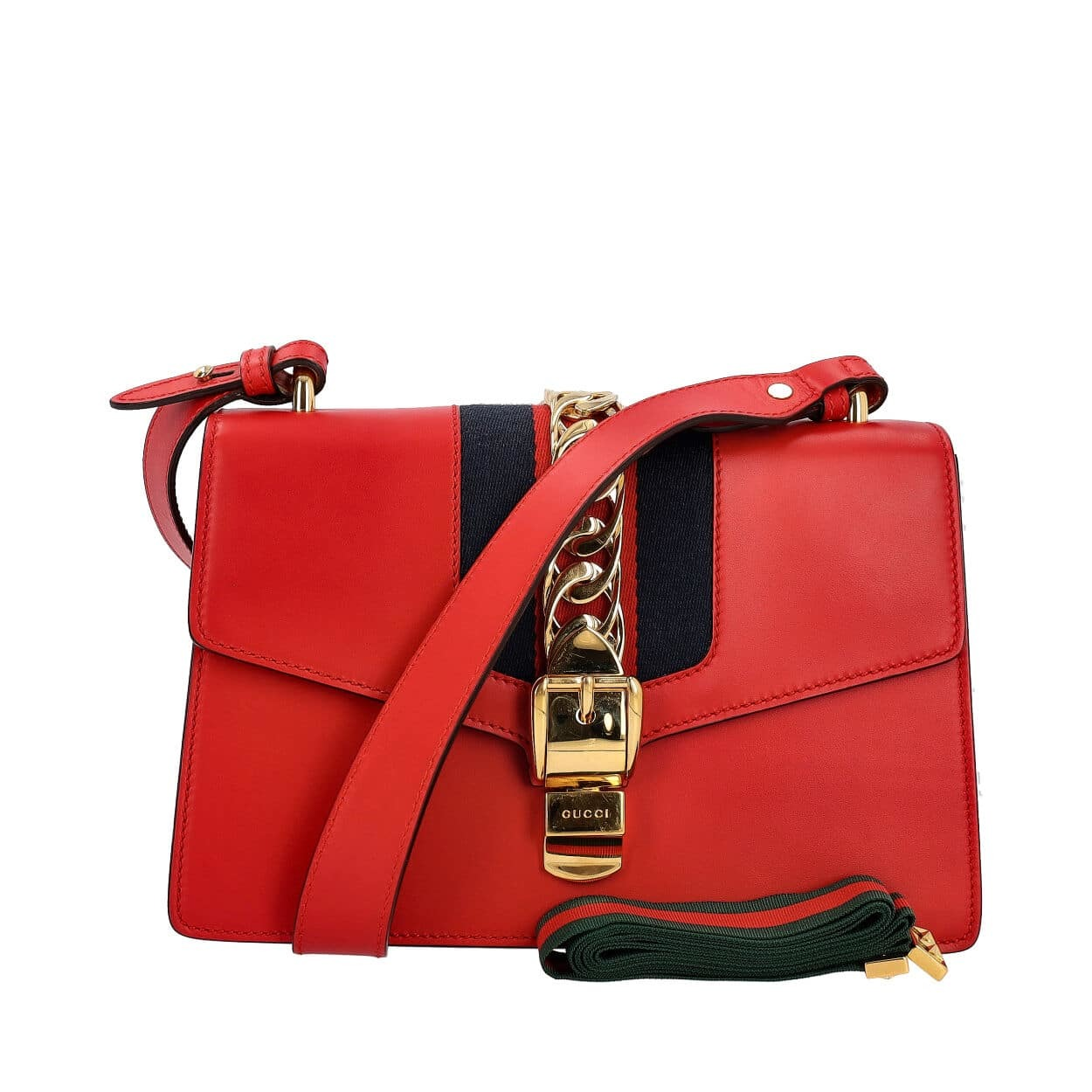 GUCCI Leather Sylvie Small Shoulder Bag Red | Luxity