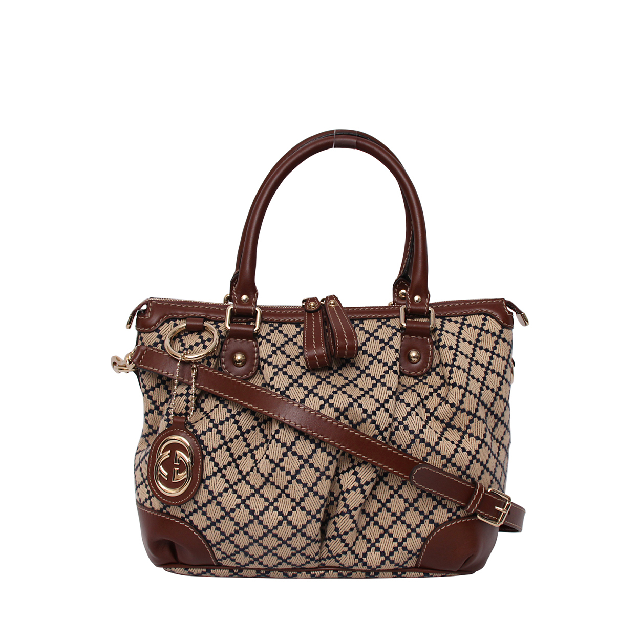 GUCCI Diamante Medium Sukey Tote Beige Brown Luxity