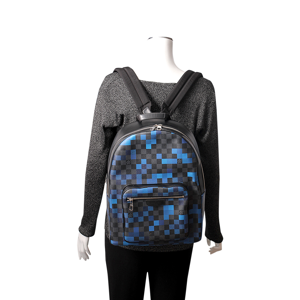 LOUIS VUITTON Damier Graphite Pixel Josh Backpack Blue Luxity