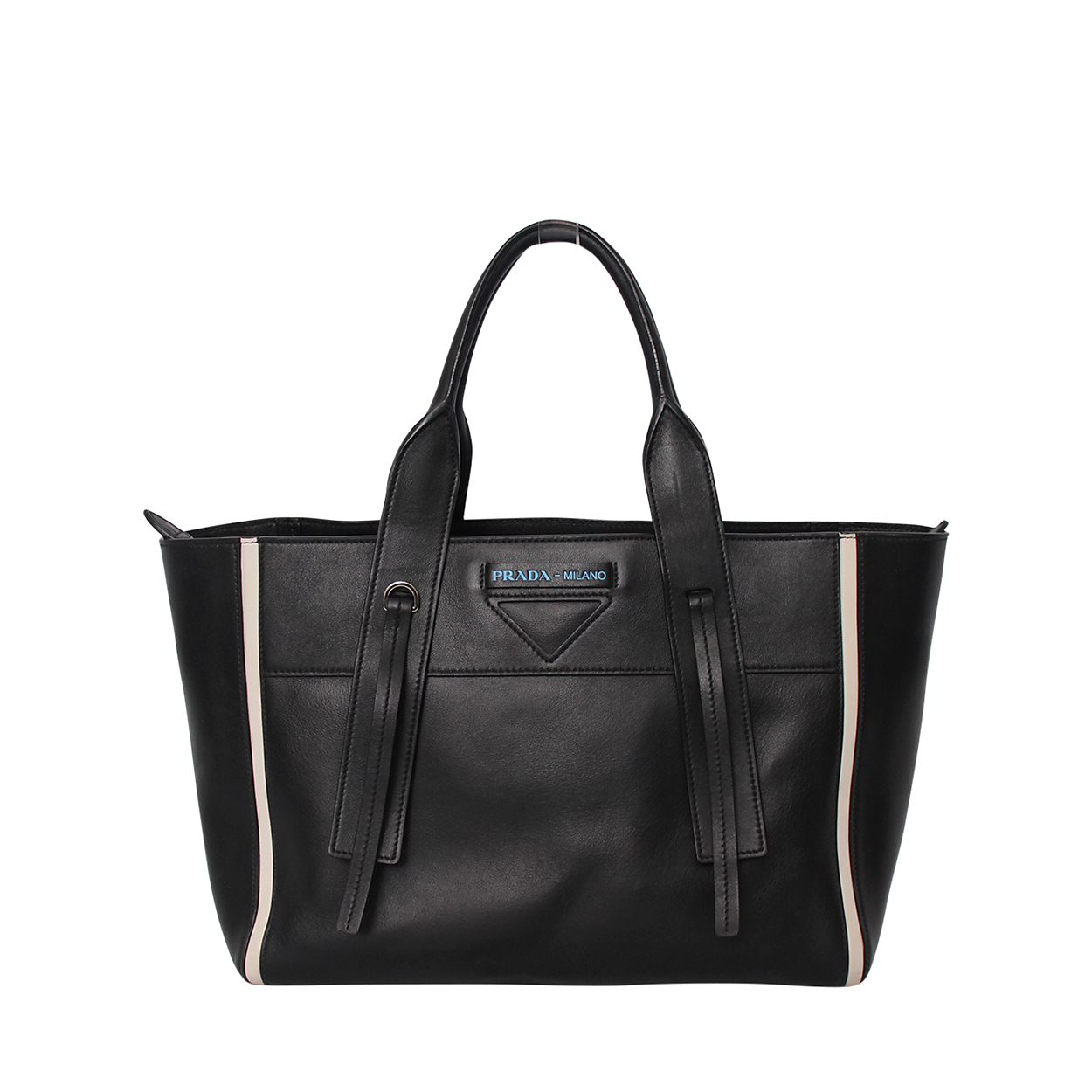 PRADA Leather Grace Lux Overture Medium Tote Black Luxity