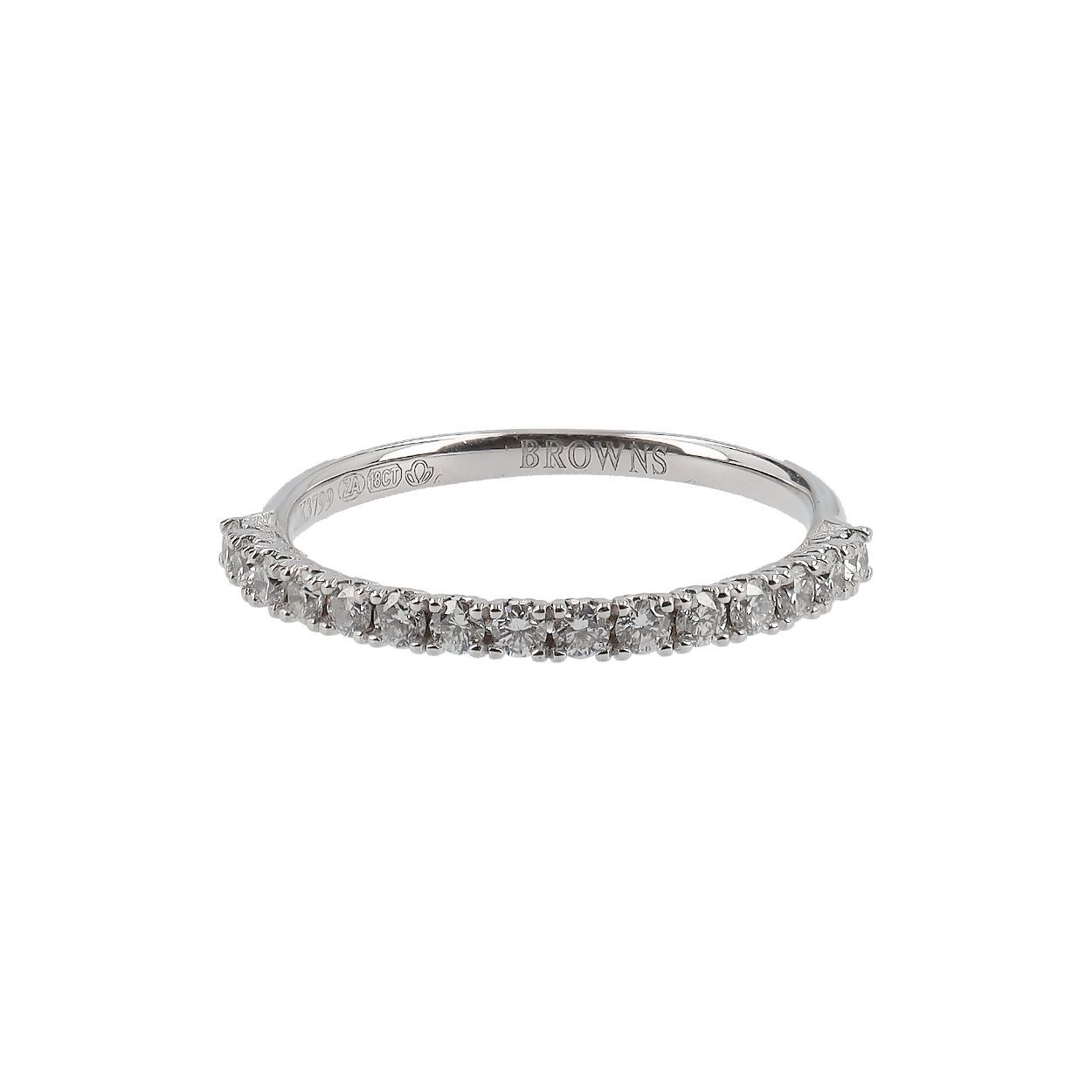 BROWNS White Gold Diamond Half Protea Eternity Ring | Luxity