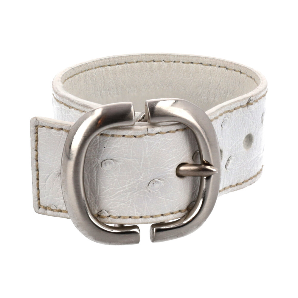 PRADA Ostrich Leather Bracelet White Luxity