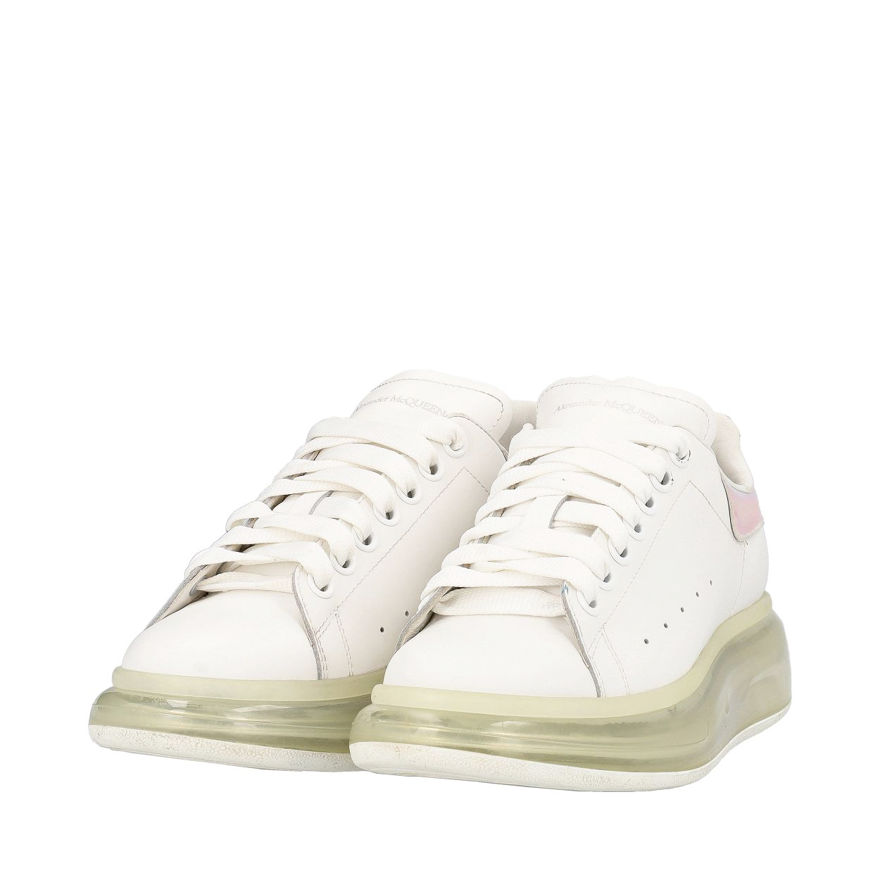 ALEXANDER MCQUEEN Leather Oversized Sneakers White Transparent Luxity