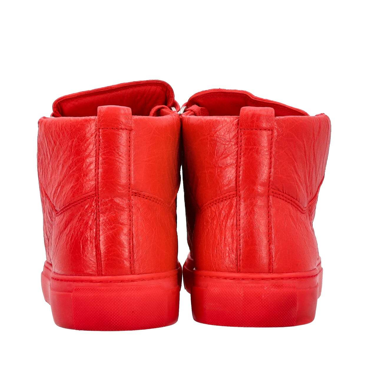 BALENCIAGA Leather Arena High Top Sneakers Red Luxity