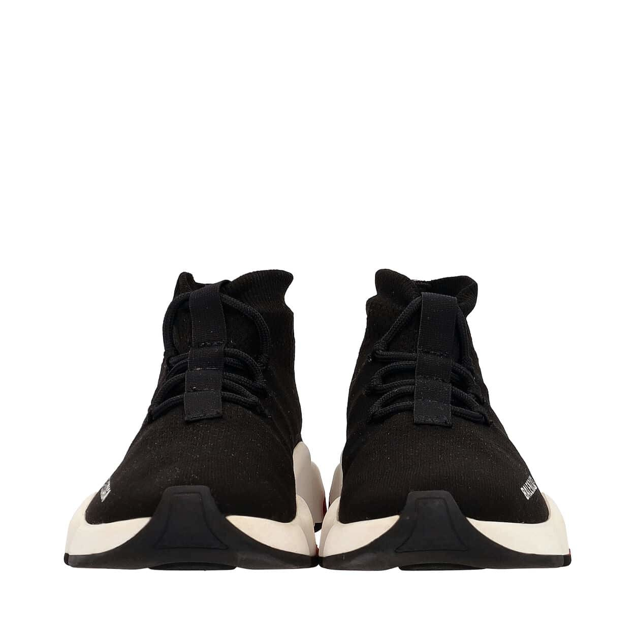 BALENCIAGA Knit Speed Lace up Sneakers Black White Luxity