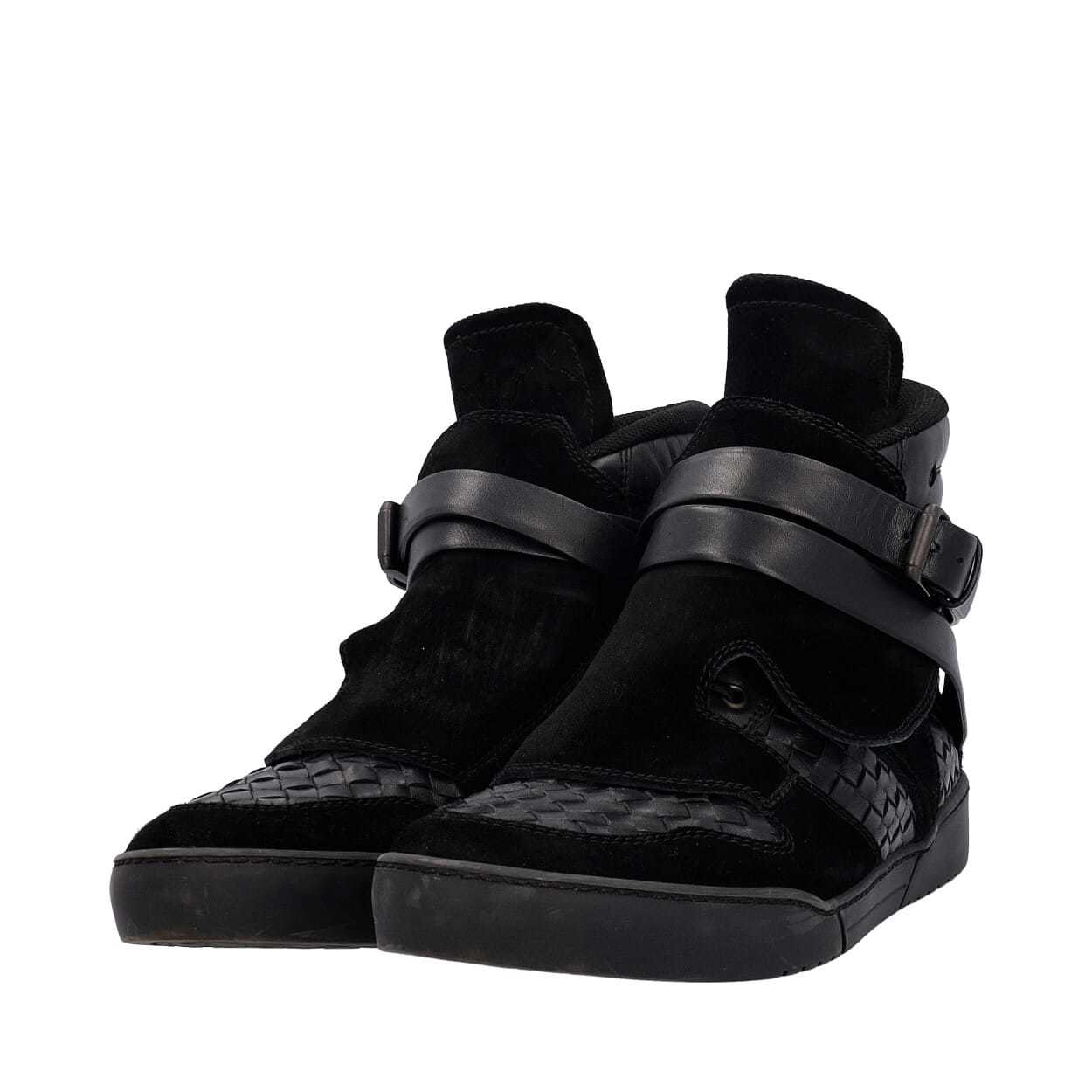 BOTTEGA VENETA Suede Leather Hawk High Top Sneakers Black Luxity