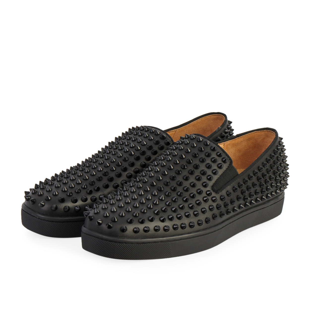 CHRISTIAN LOUBOUTIN Calf Louis Spikes Sneakers Black Luxity