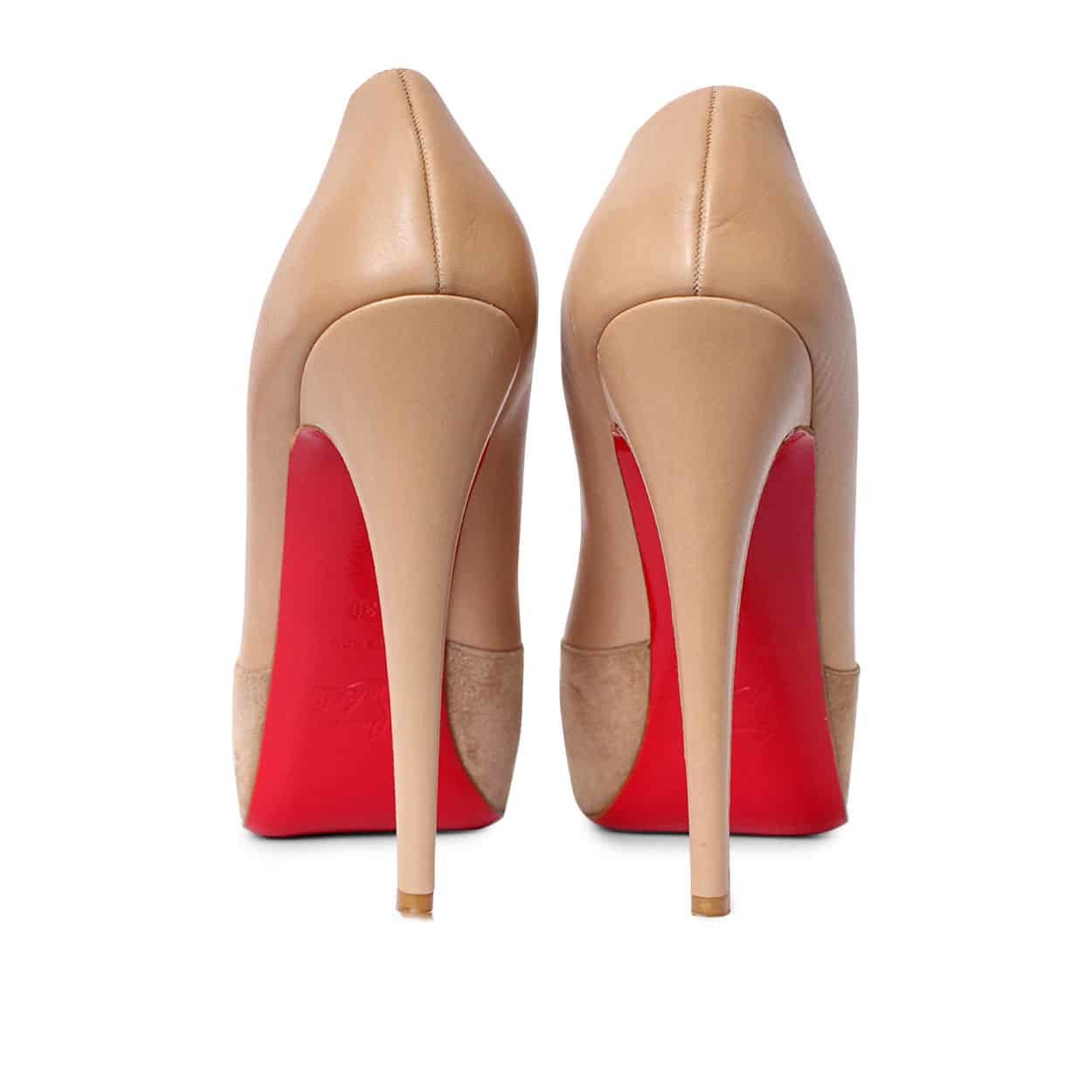 CHRISTIAN LOUBOUTIN Suede Leather Maggie Pumps Beige Luxity