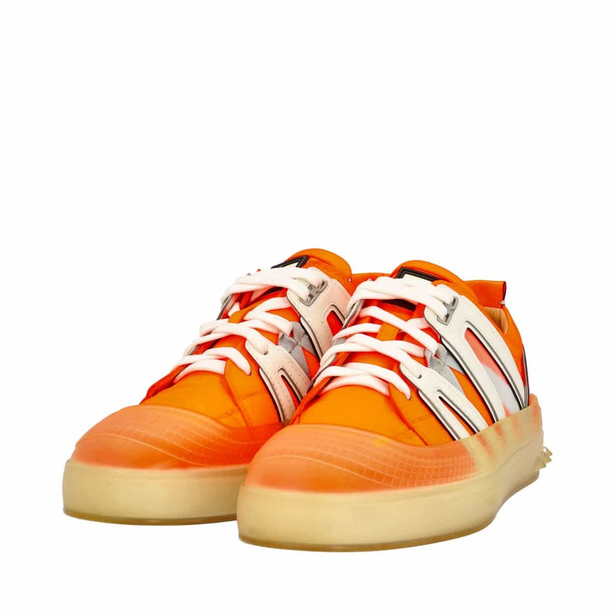 CHRISTIAN LOUBOUTIN Leather Rubber Vida Viva Sneakers Neon Orange Luxity