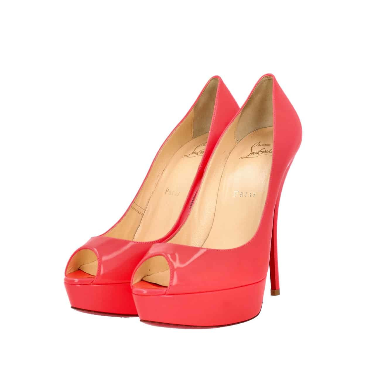 CHRISTIAN LOUBOUTIN Patent Very Prive Pumps Neon Pink Luxity