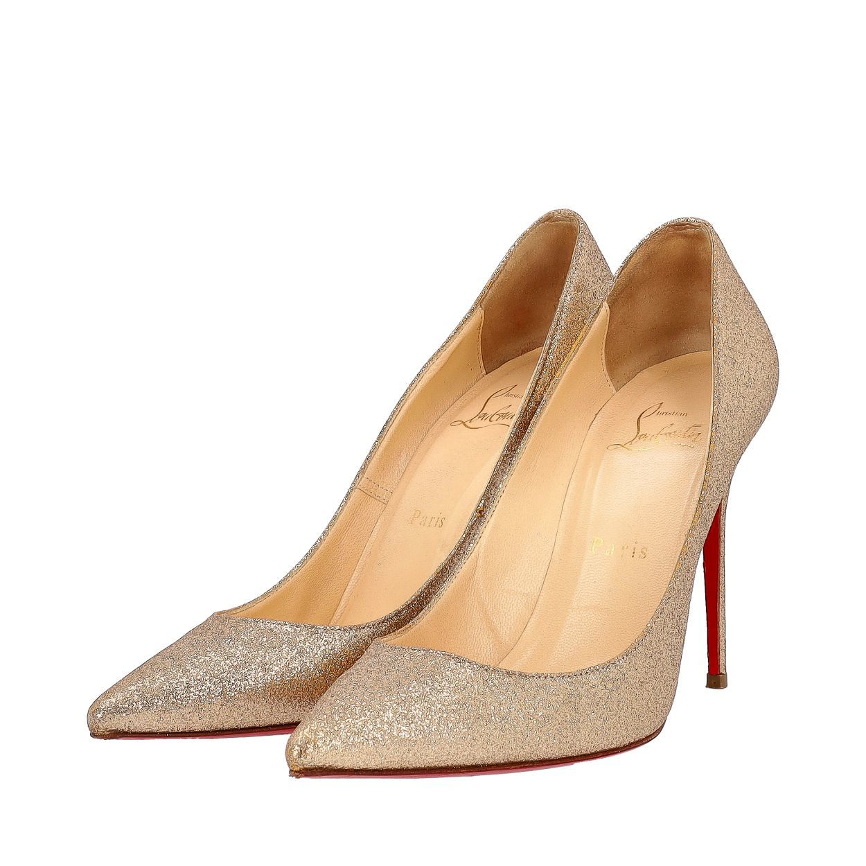 CHRISTIAN LOUBOUTIN Glitter So Kate Pumps Champagne Luxity