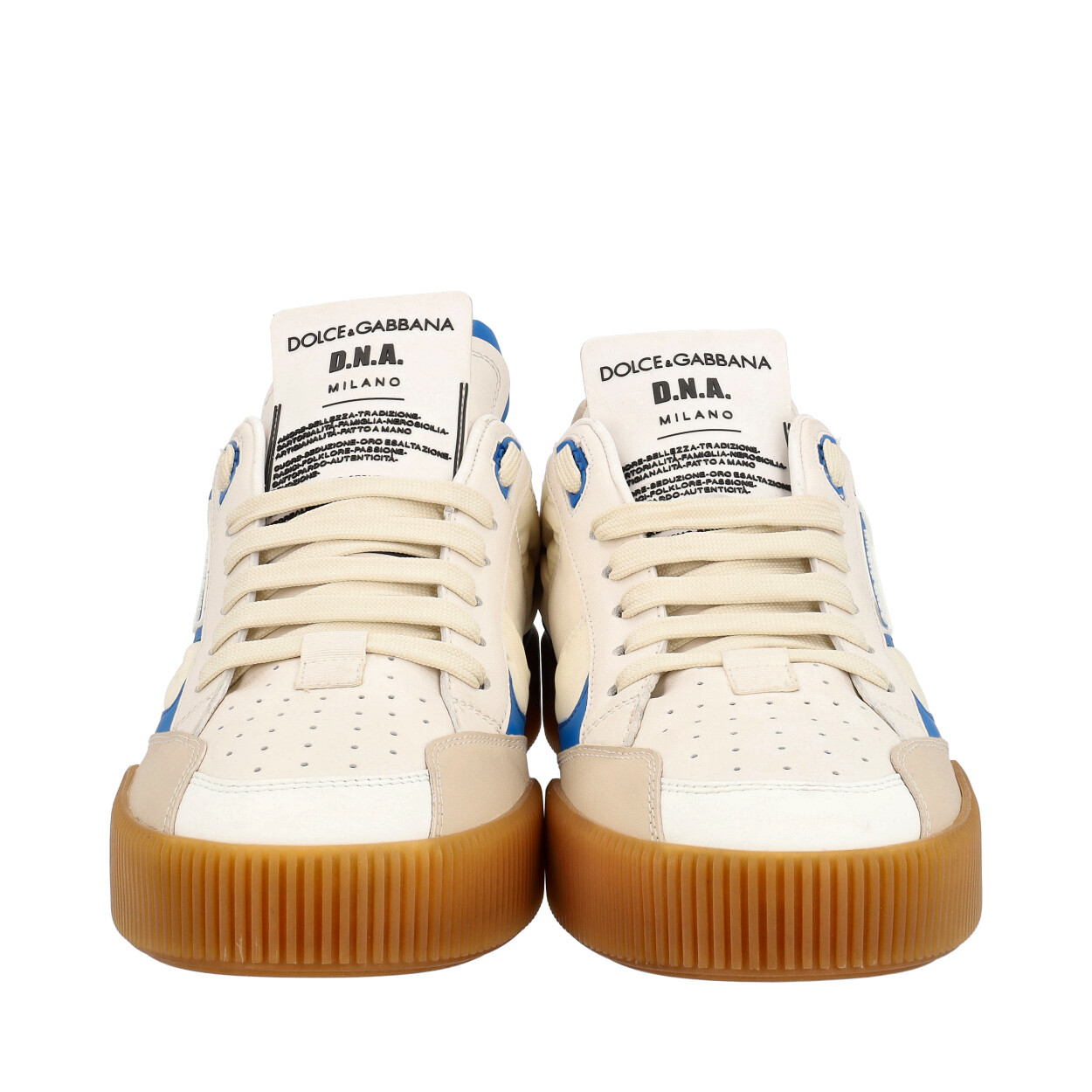 DOLCE GABBANA Leather DNA Milano Sneakers White Blue Luxity