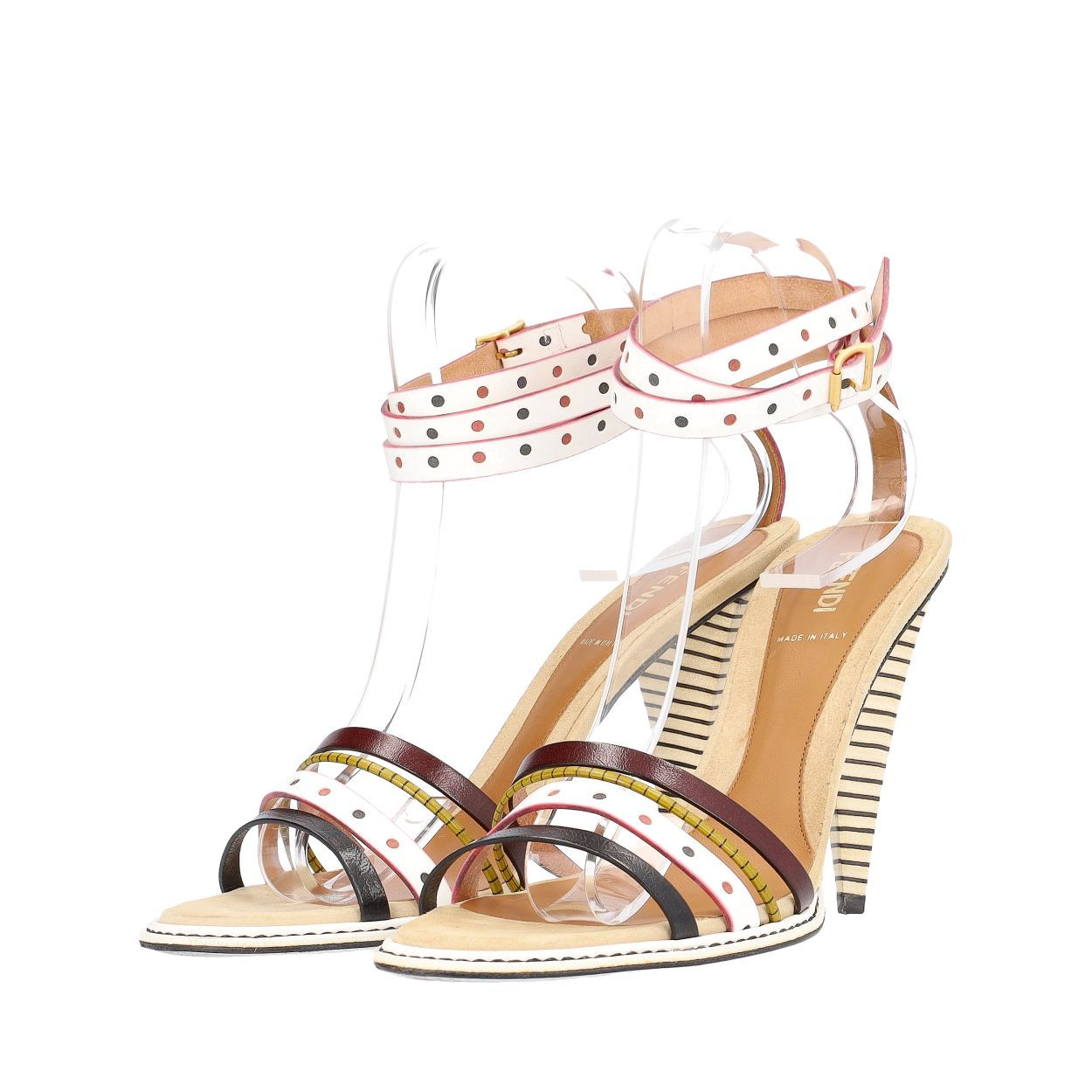 FENDI Leather Strappy Sandals Multicolour Luxity