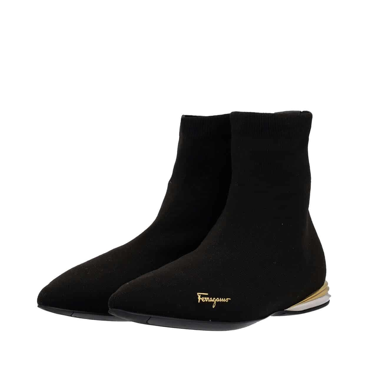 SALVATORE FERRAGAMO Knit Missy Sock Booties Black Luxity