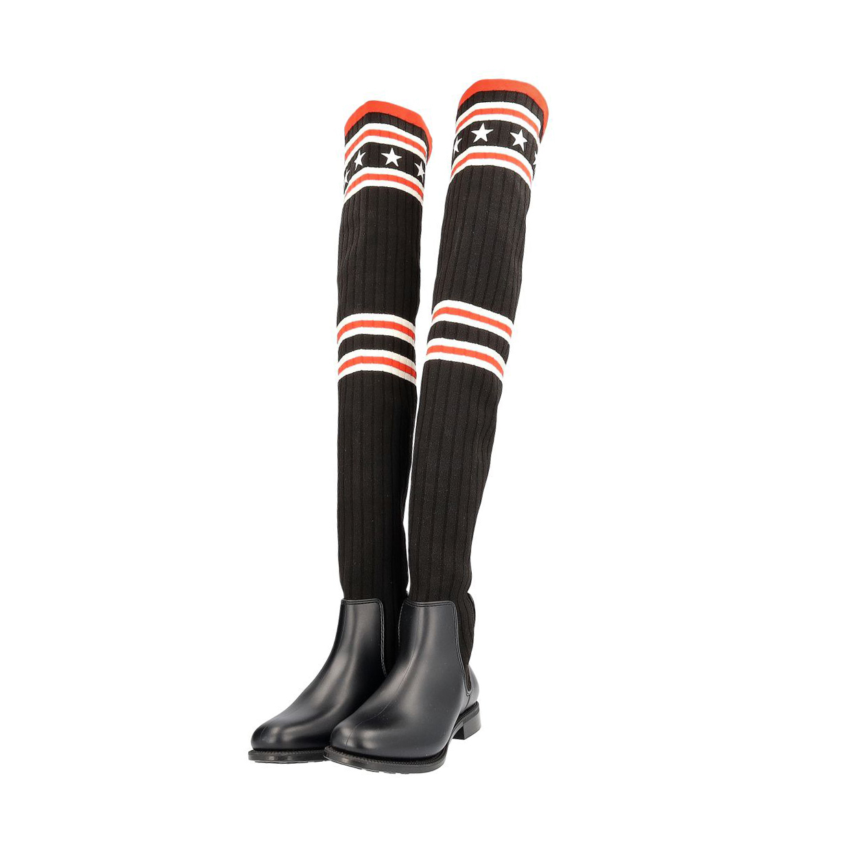 GIVENCHY Knit Rubber Storm Over The Knee Boots Black Luxity