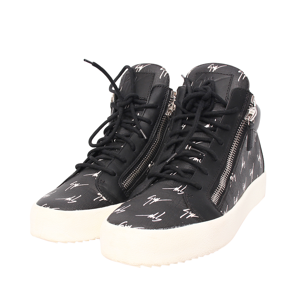 GIUSEPPE ZANOTTI Leather Kris Signature High Top Sneakers Black Luxity