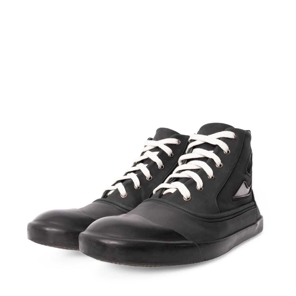 LANVIN Mixed Material Error High Top Sneakers Black Luxity