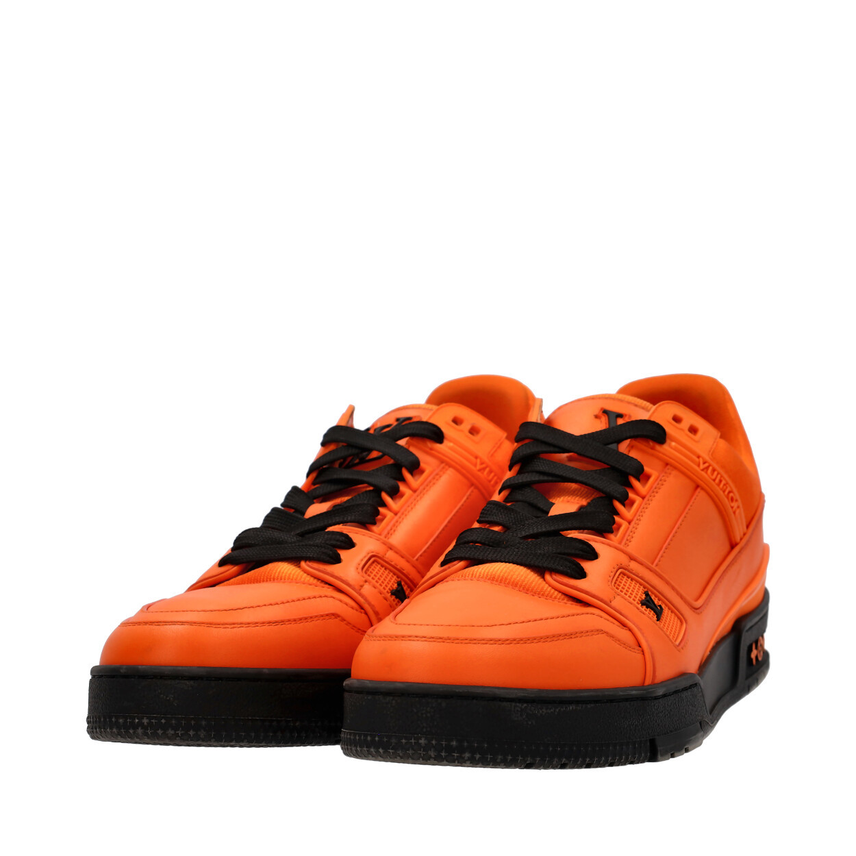 LOUIS VUITTON Leather LV Trainer Sneakers Orange Black Luxity