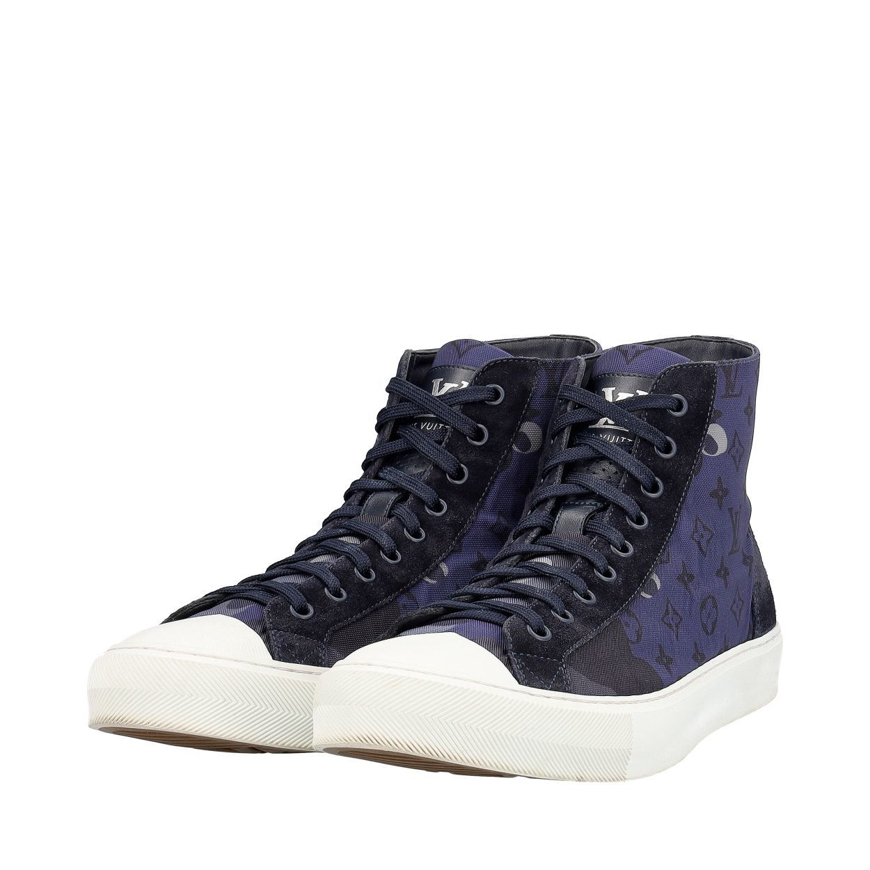 LOUIS VUITTON Monogram Camo Tattoo Sneaker Boots Marine Luxity