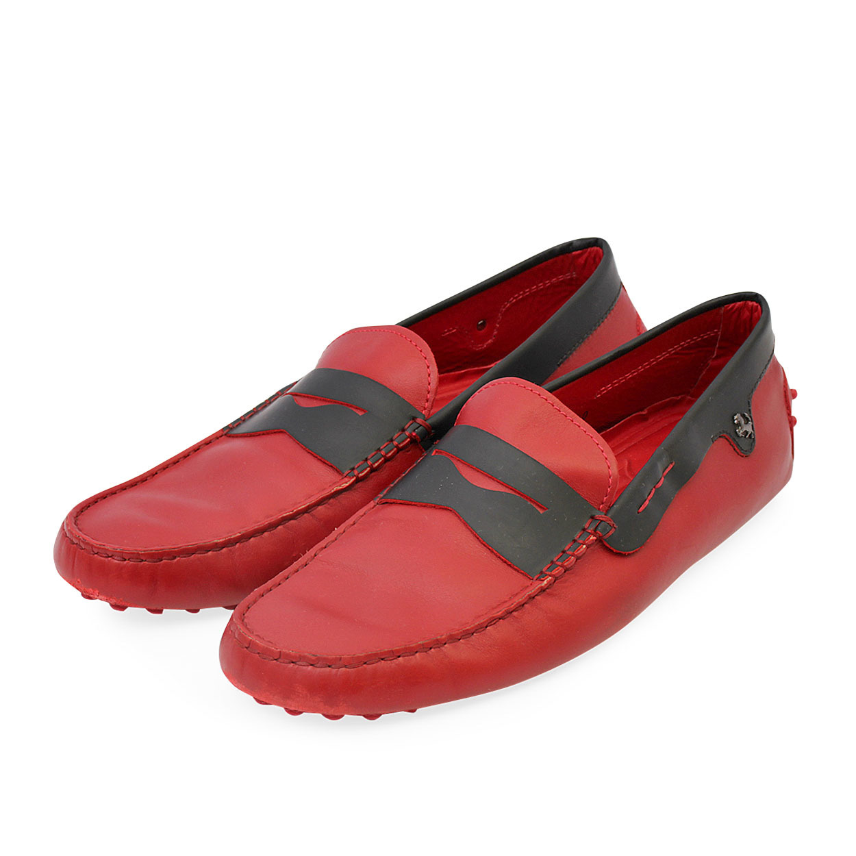 TOD S For Ferrari Leather Gommino Loafers Red Luxity