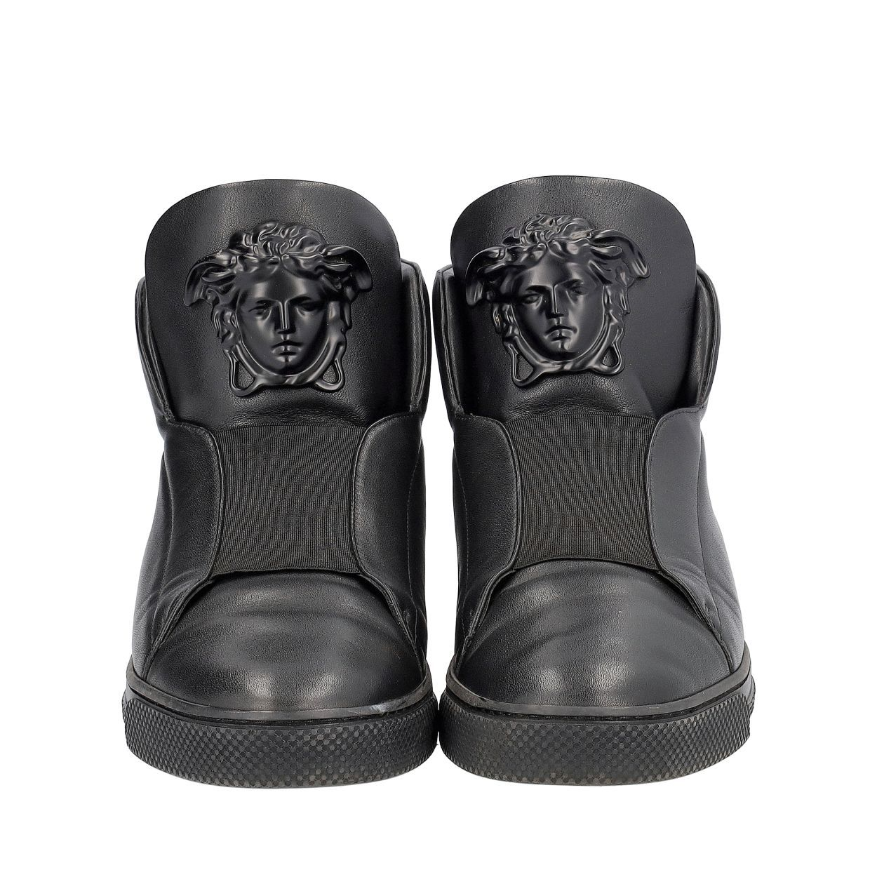 VERSACE Leather Palazzo High Top Sneakers Black Luxity