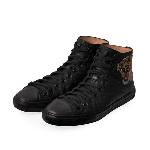 Gucci high top leather sneakers hotsell