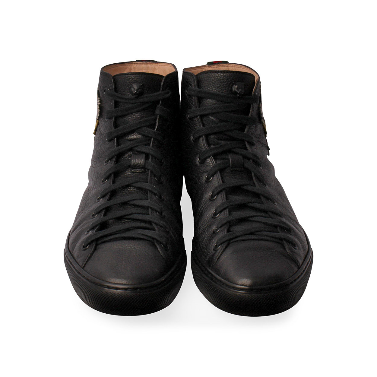 GUCCI Leather Tiger High Top Sneakers Black Luxity